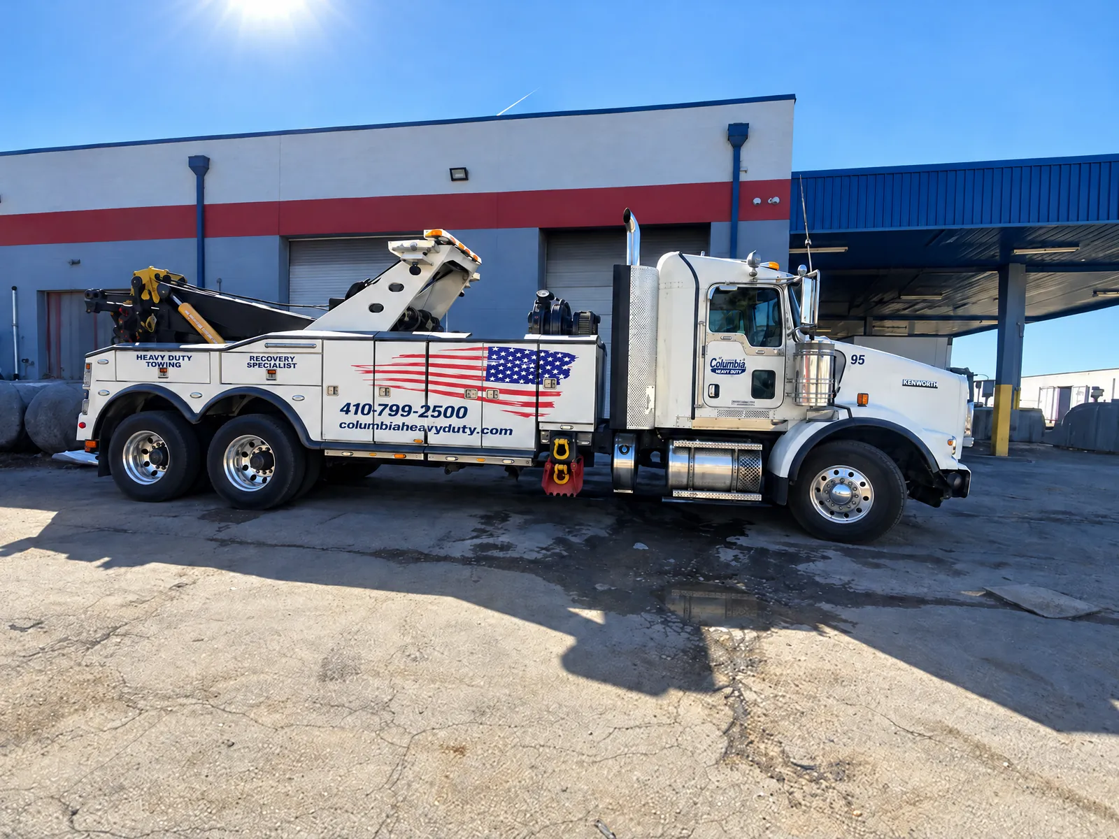 Columbia Fleet Service Kenworth heavy-duty wrecker at its Jessup facility